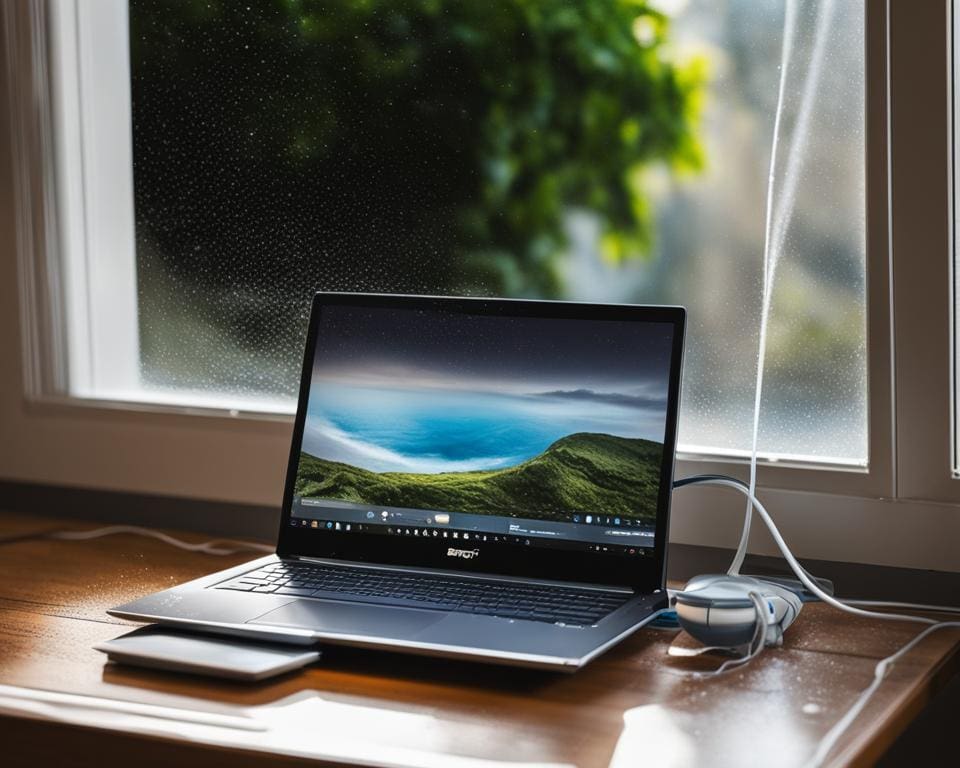 laptop laten drogen na water over laptop